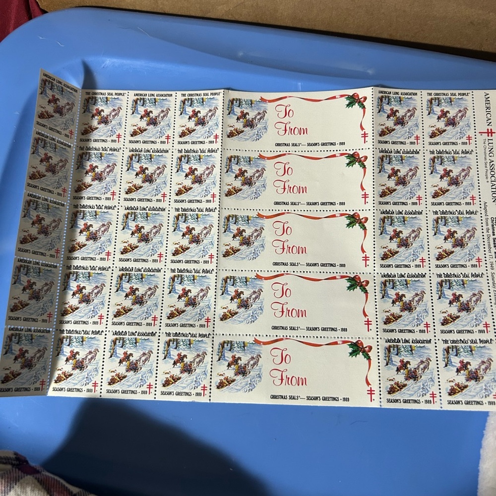 Vintage 1989 CHRISTMAS SEAL PEOPLE FULL SHEET AMERICAN LUNG ASSOCIATION